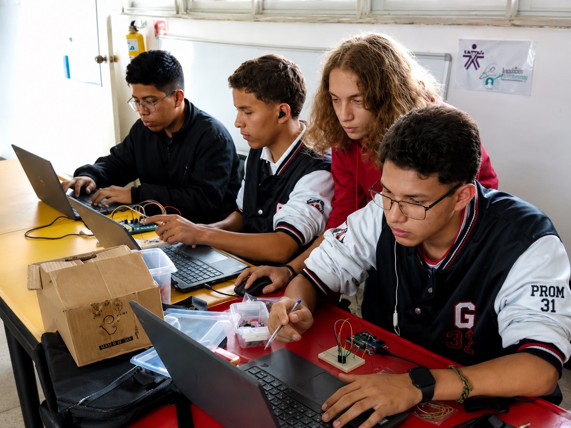 Estudiantes de la Institución Educativa Barrio Santander